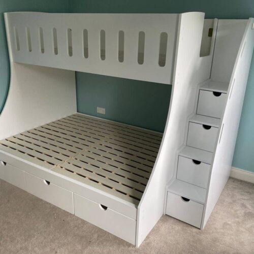 double on single bunk bed with storage
