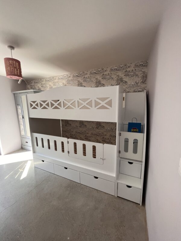 Childrens bunk with stairs and gate