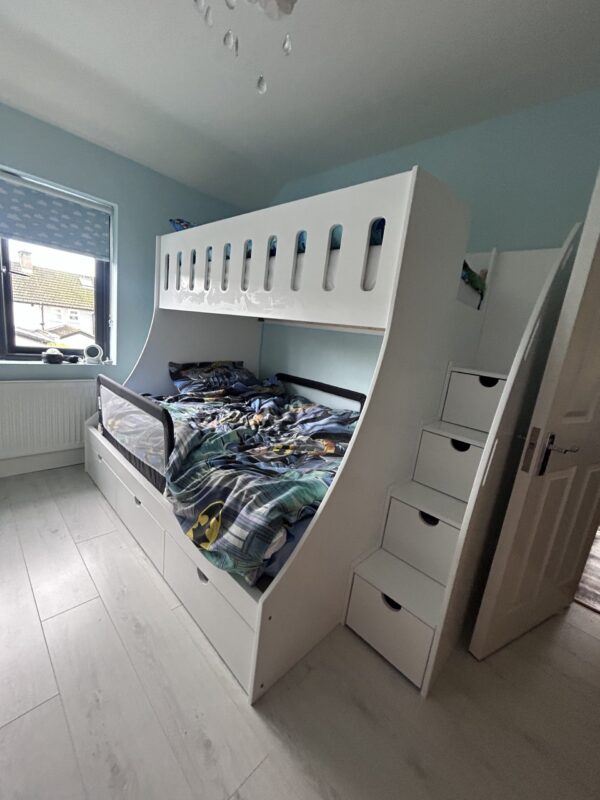 bunk bed for young children with storage